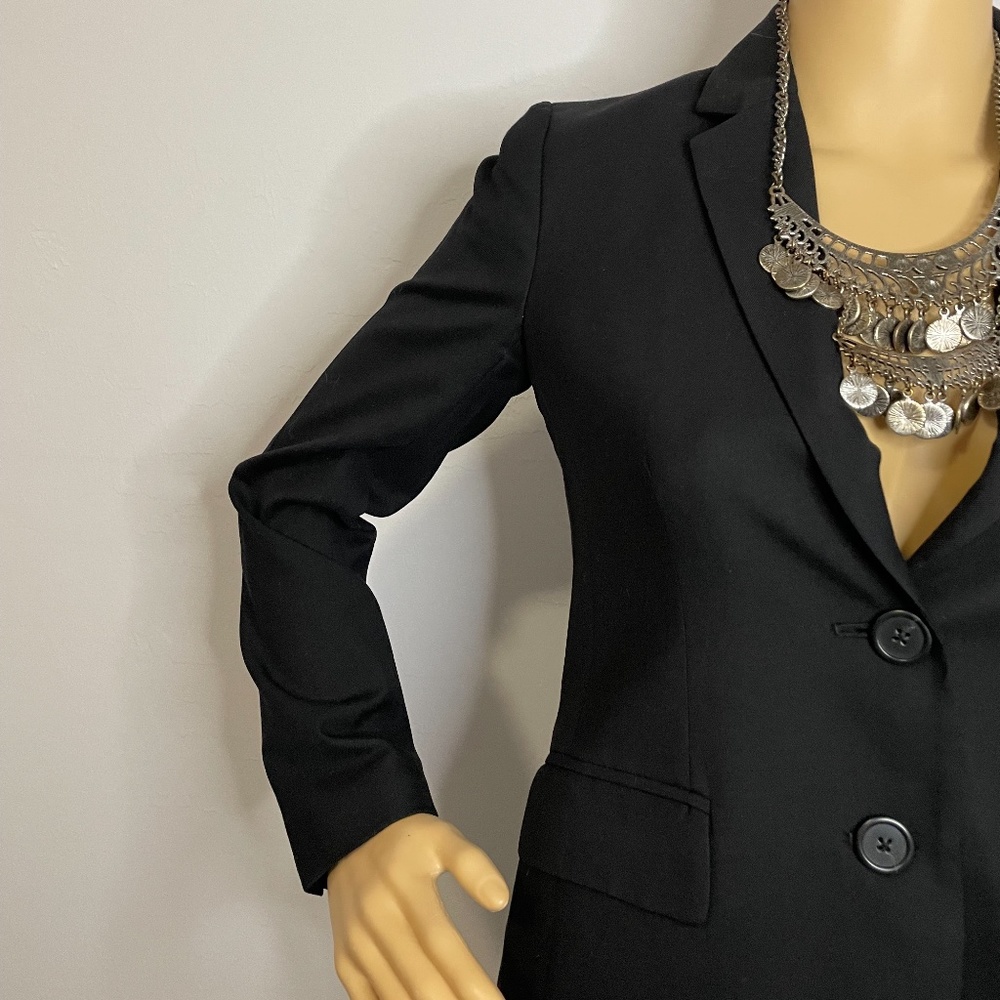 Black Classic Fitted Tiny Flared Blazer With Two … - image 4
